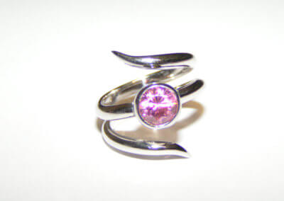 pink tourmanline sliver snake ring