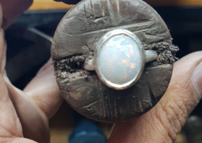 9. setting opal in to the ring.